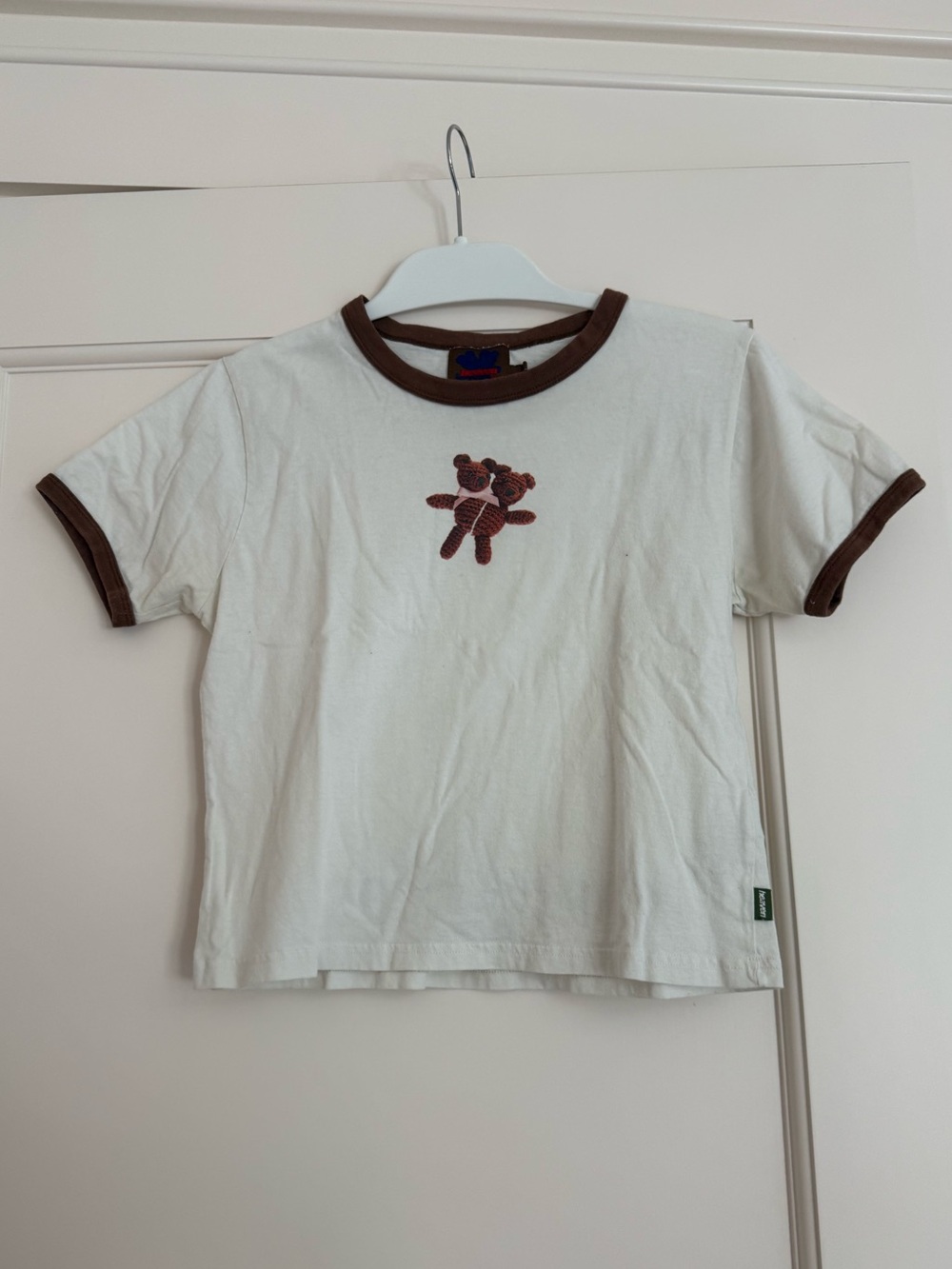 Heaven by Marc Jacobs Short-Sleeve Ringer Baby Tee with Brown Bear Design